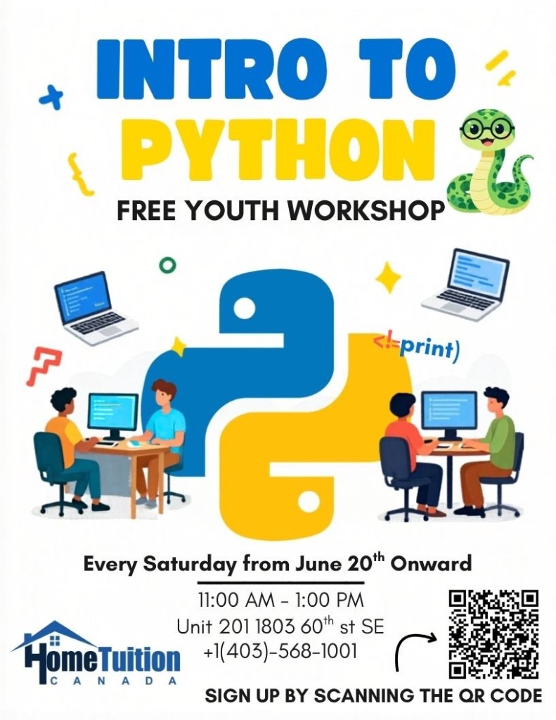Intro to Python: Free Youth Workshop flyer